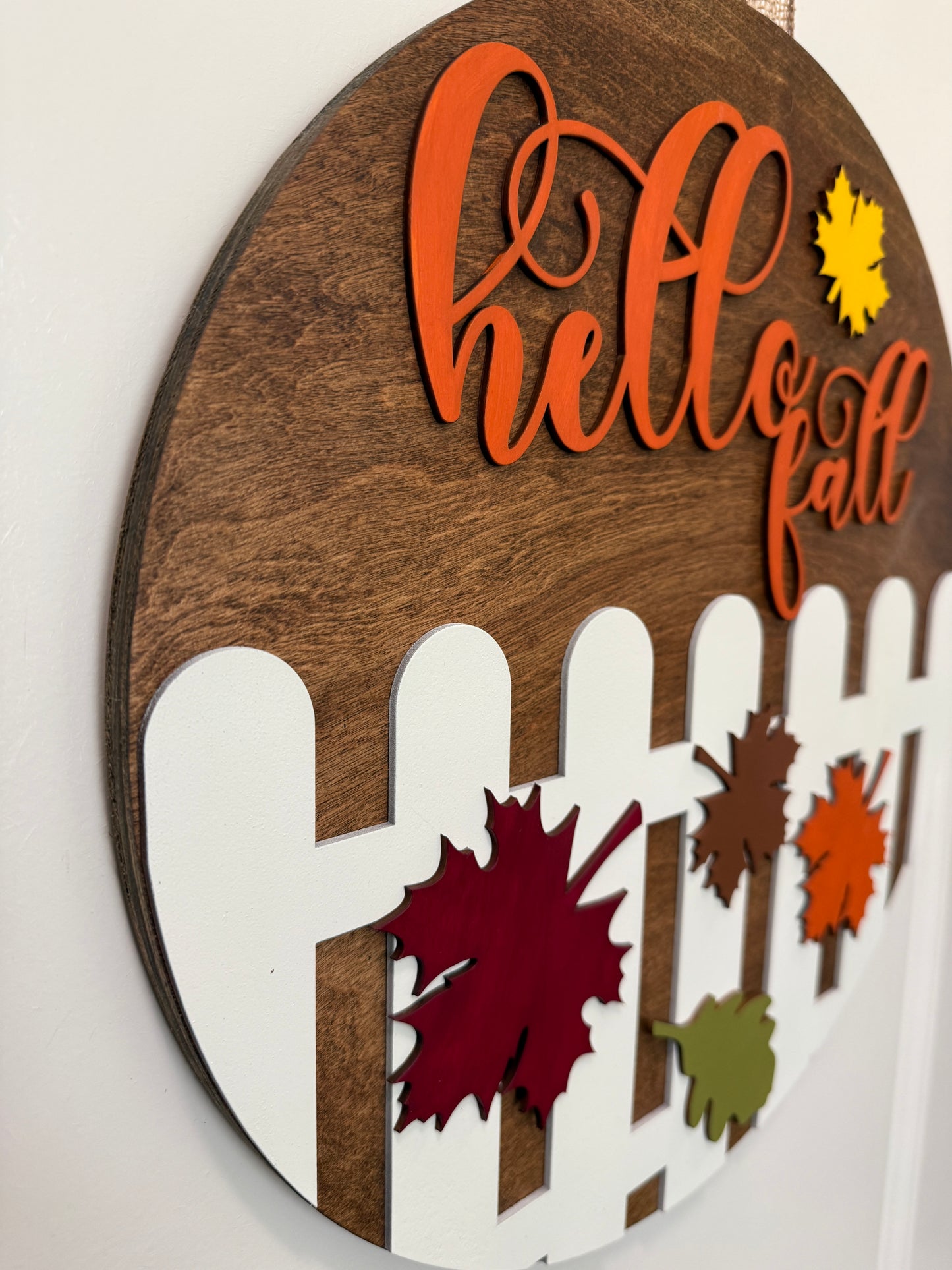 Door Hanger - Hello Fall (White Picket Fence)