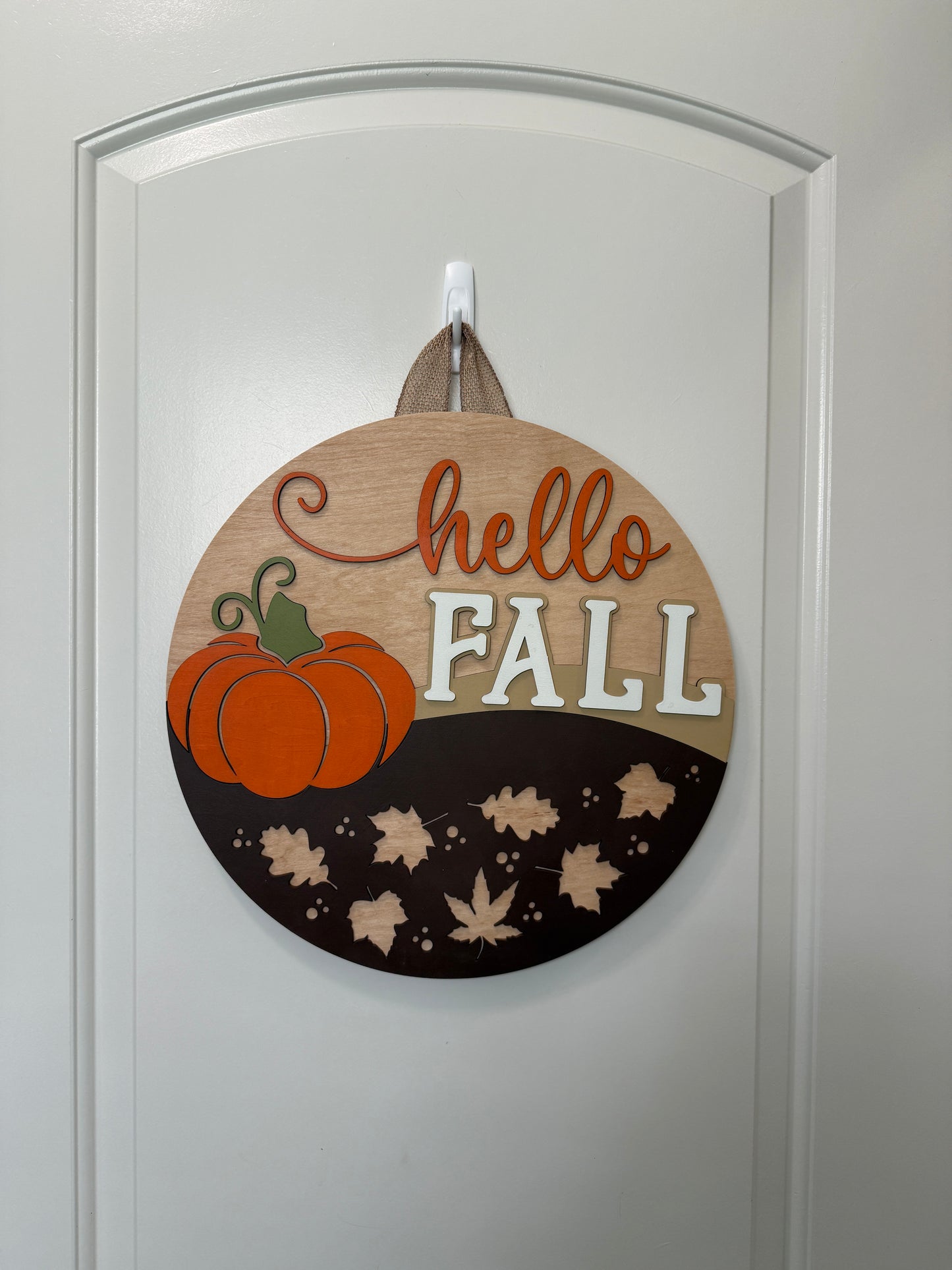 Door Hanger - Hello Fall (Pumpkin & Leaves)