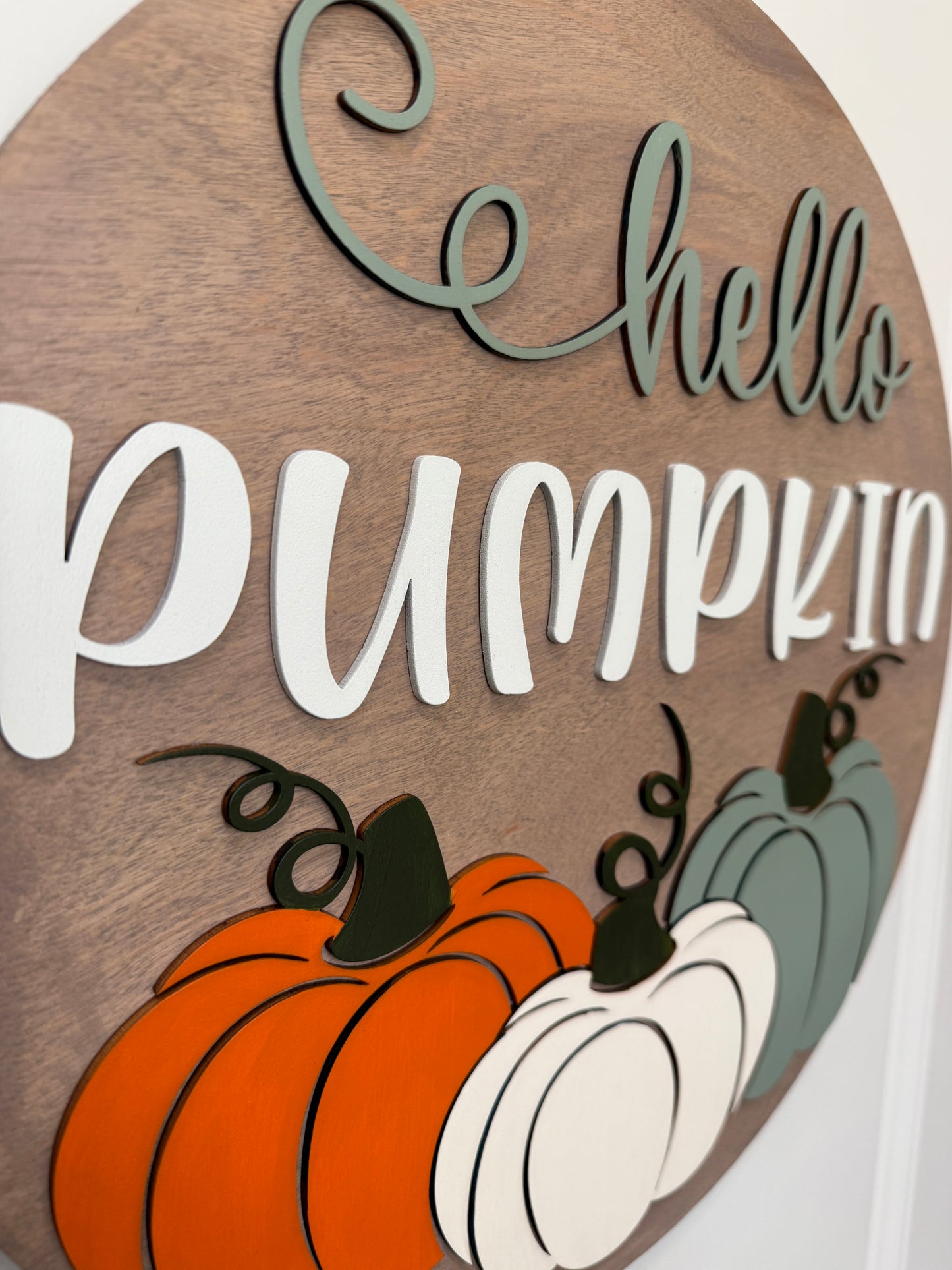 Door Hanger - Hello Fall (Pumpkin & Leaves)