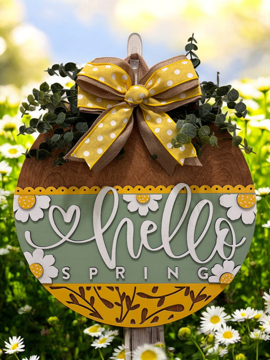 Door Hanger - Hello Spring Daisies
