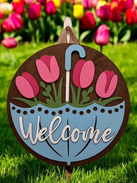 Door Hanger - A Tulip Welcome