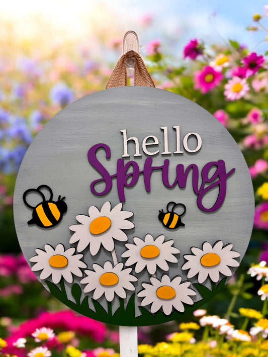 Door Hanger - Hello Spring Bumblebee