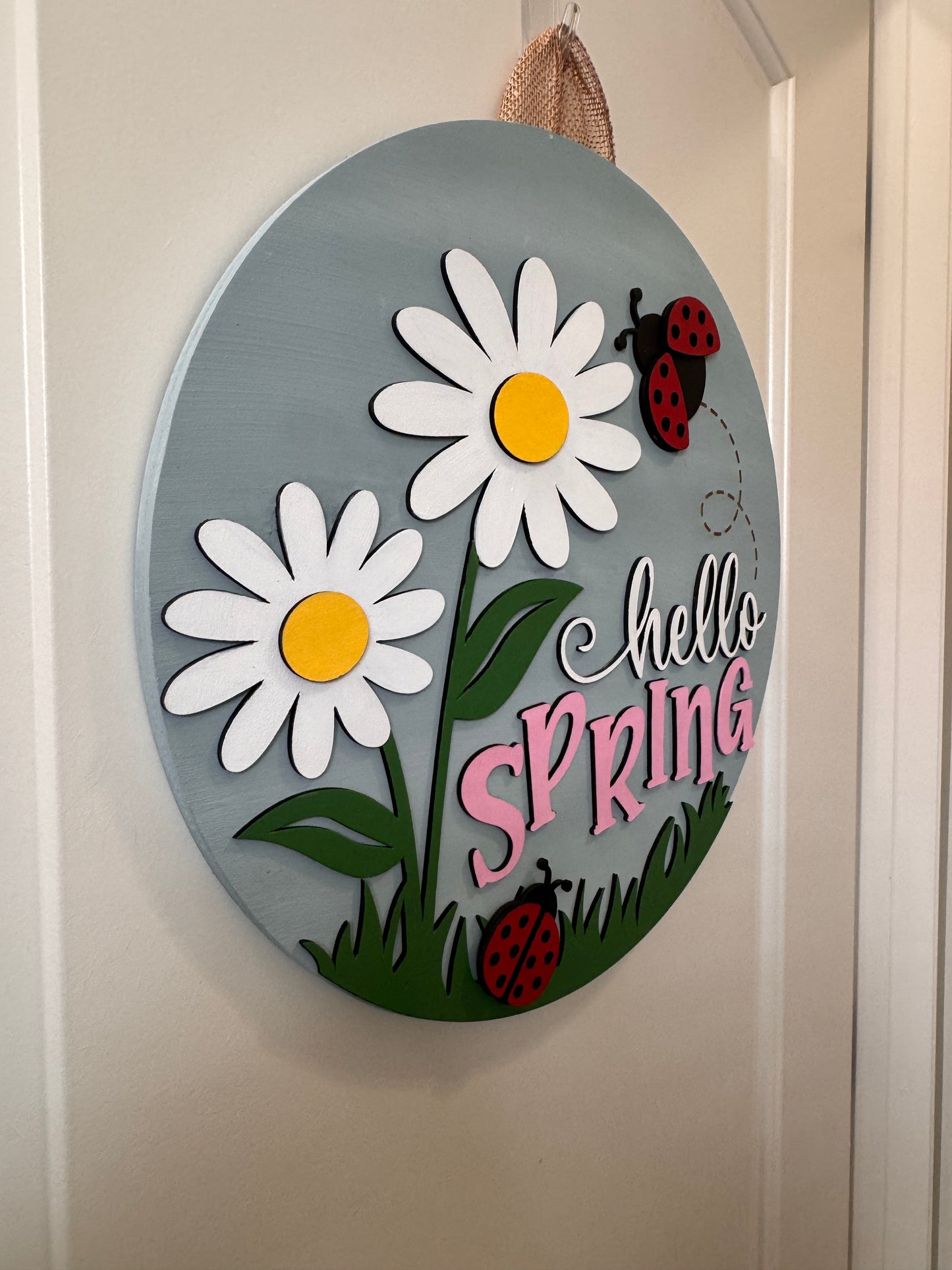 Door Hanger - Hello Spring Ladybugs