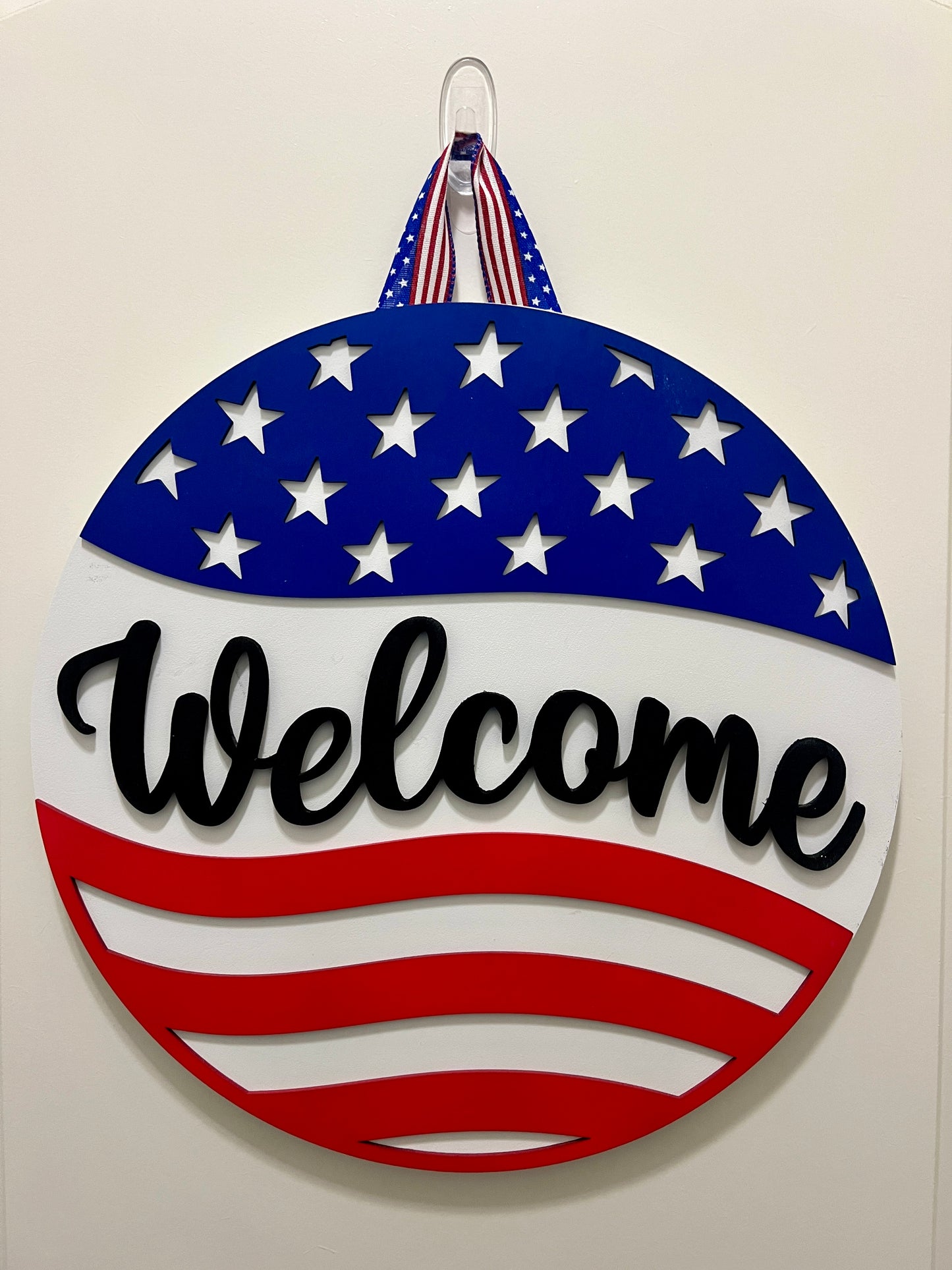 Door Hanger - Wavy Patriotic Welcome
