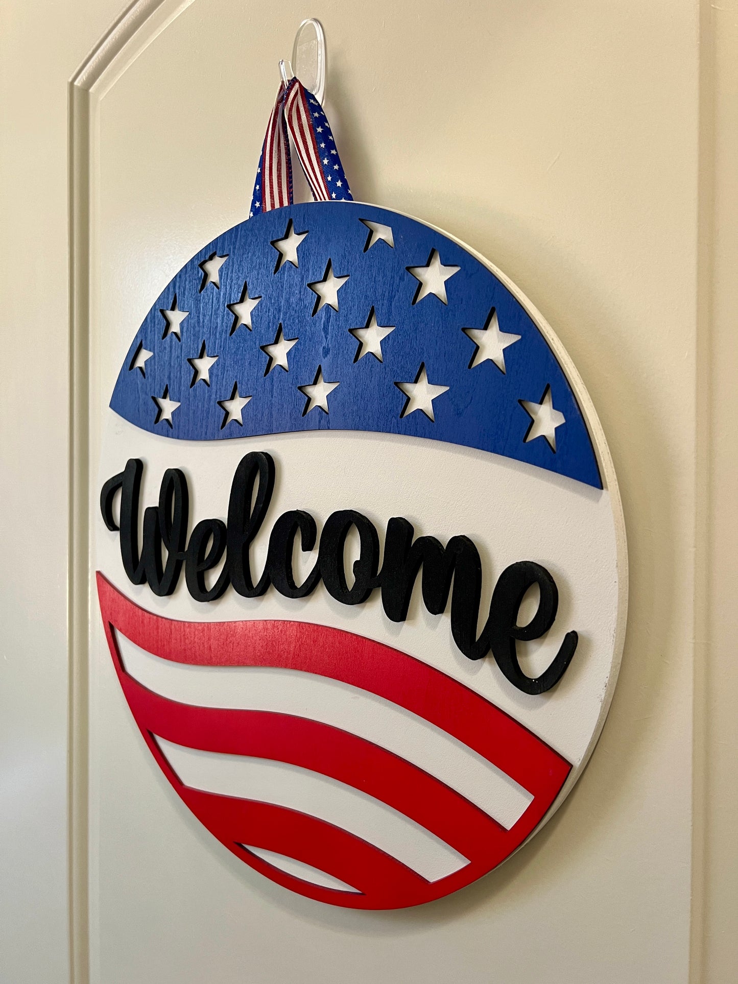 Door Hanger - Wavy Patriotic Welcome