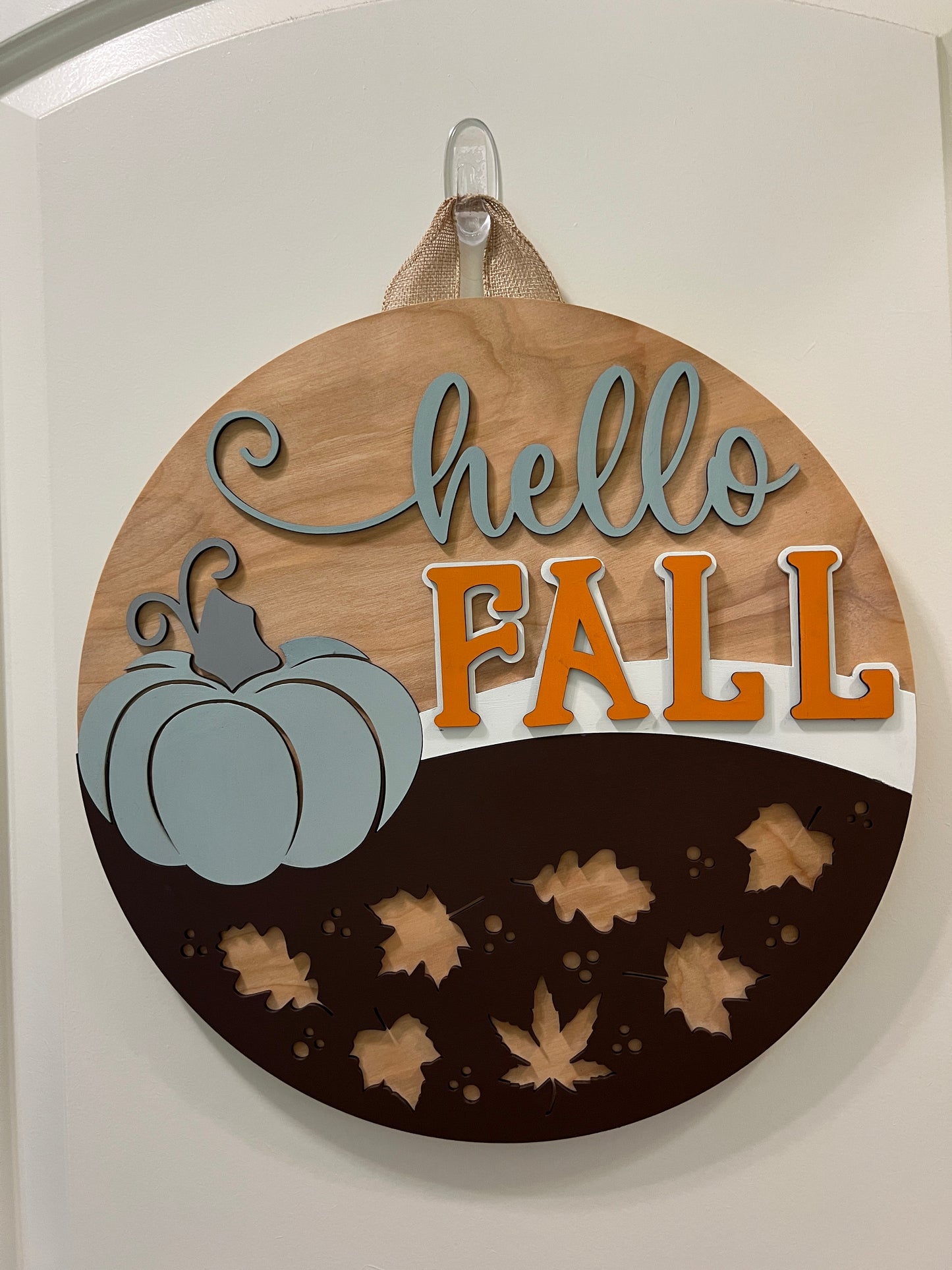 Door Hanger - Hello Fall (Pumpkin & Leaves)