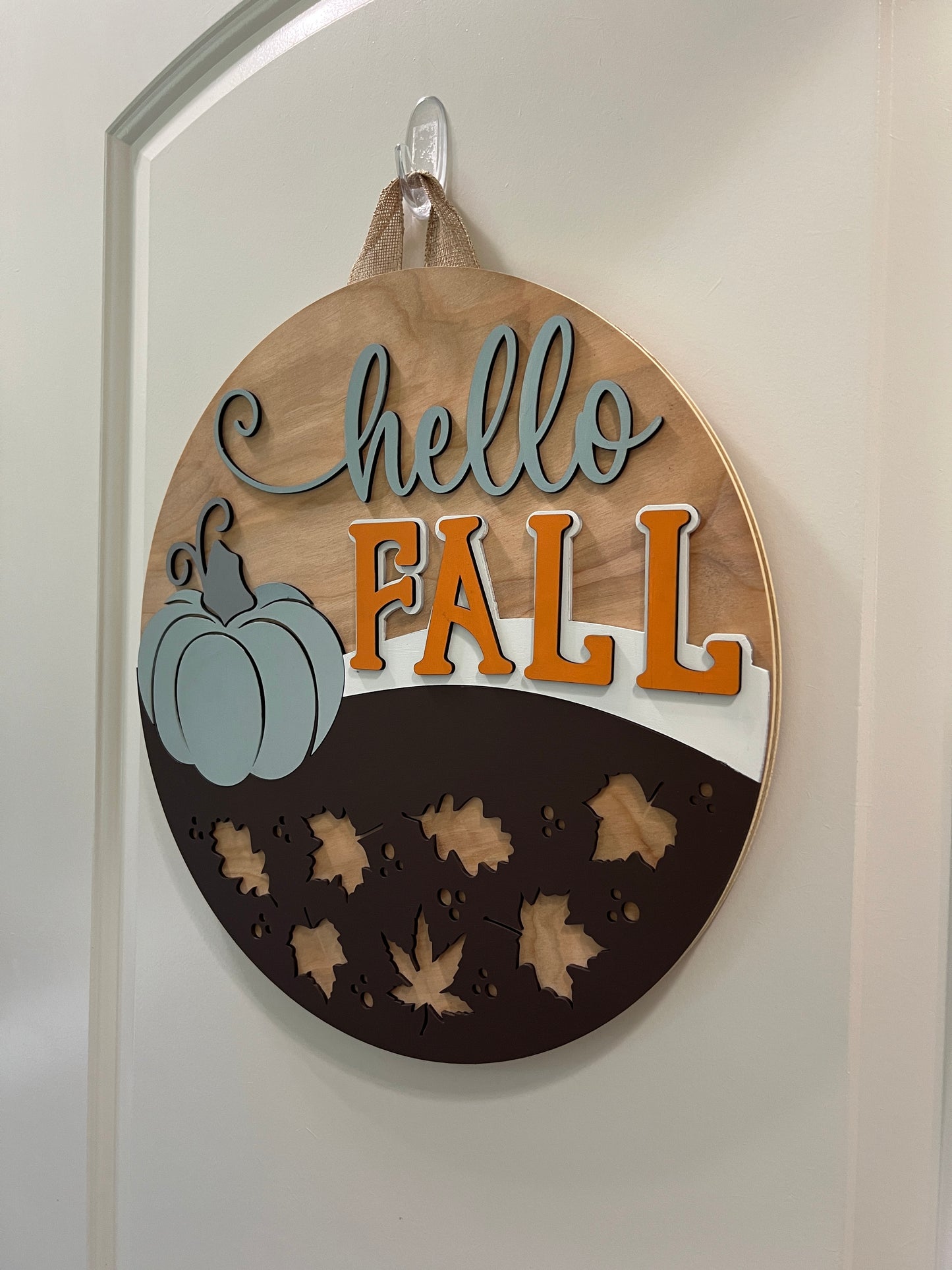 Door Hanger - Hello Fall (Pumpkin & Leaves)