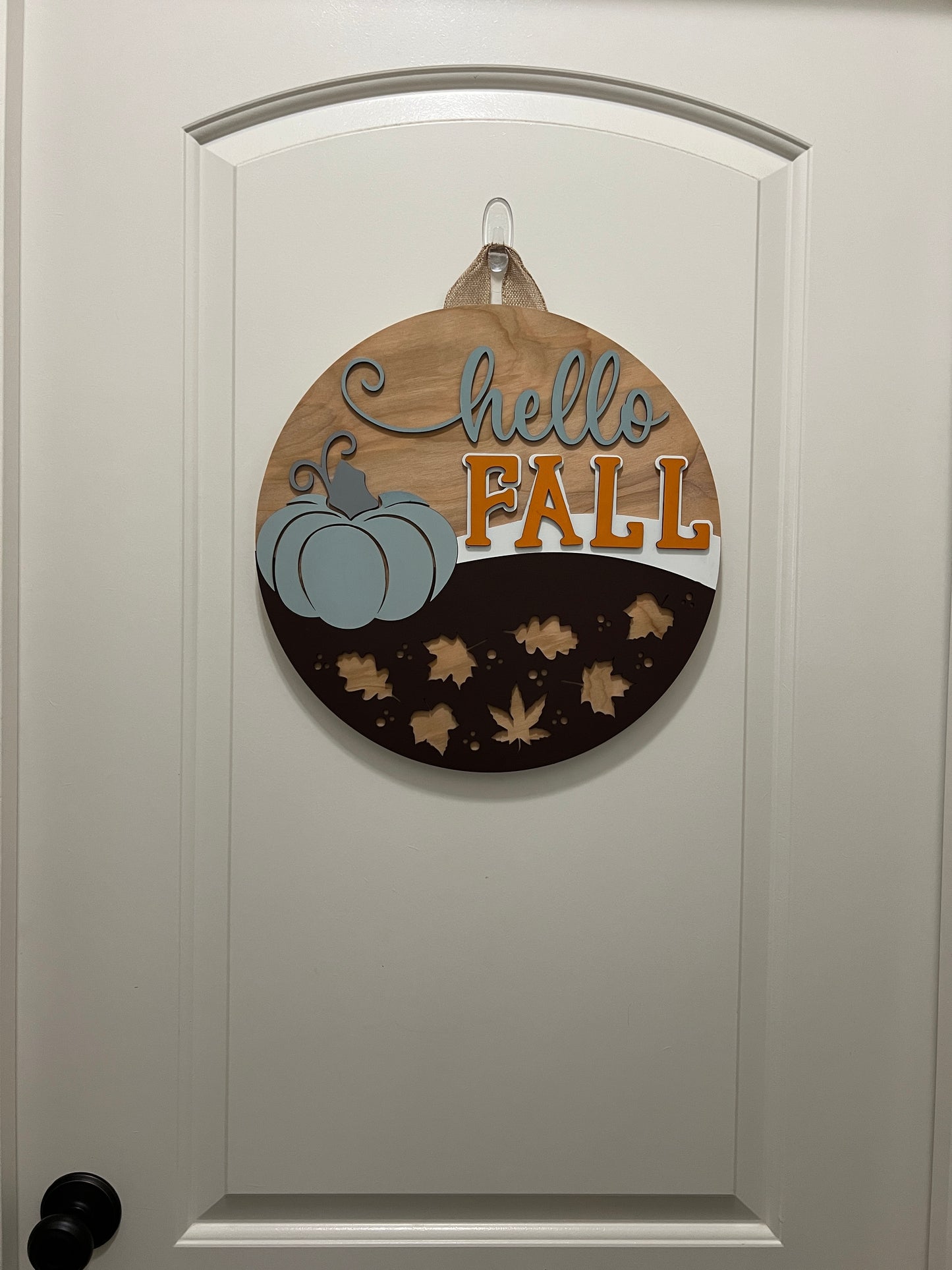 Door Hanger - Hello Fall (Pumpkin & Leaves)