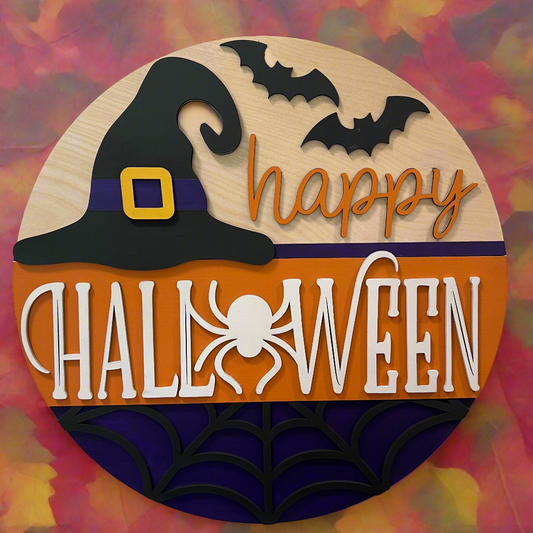 Door Hanger - Happy Halloween (Witches Hat)