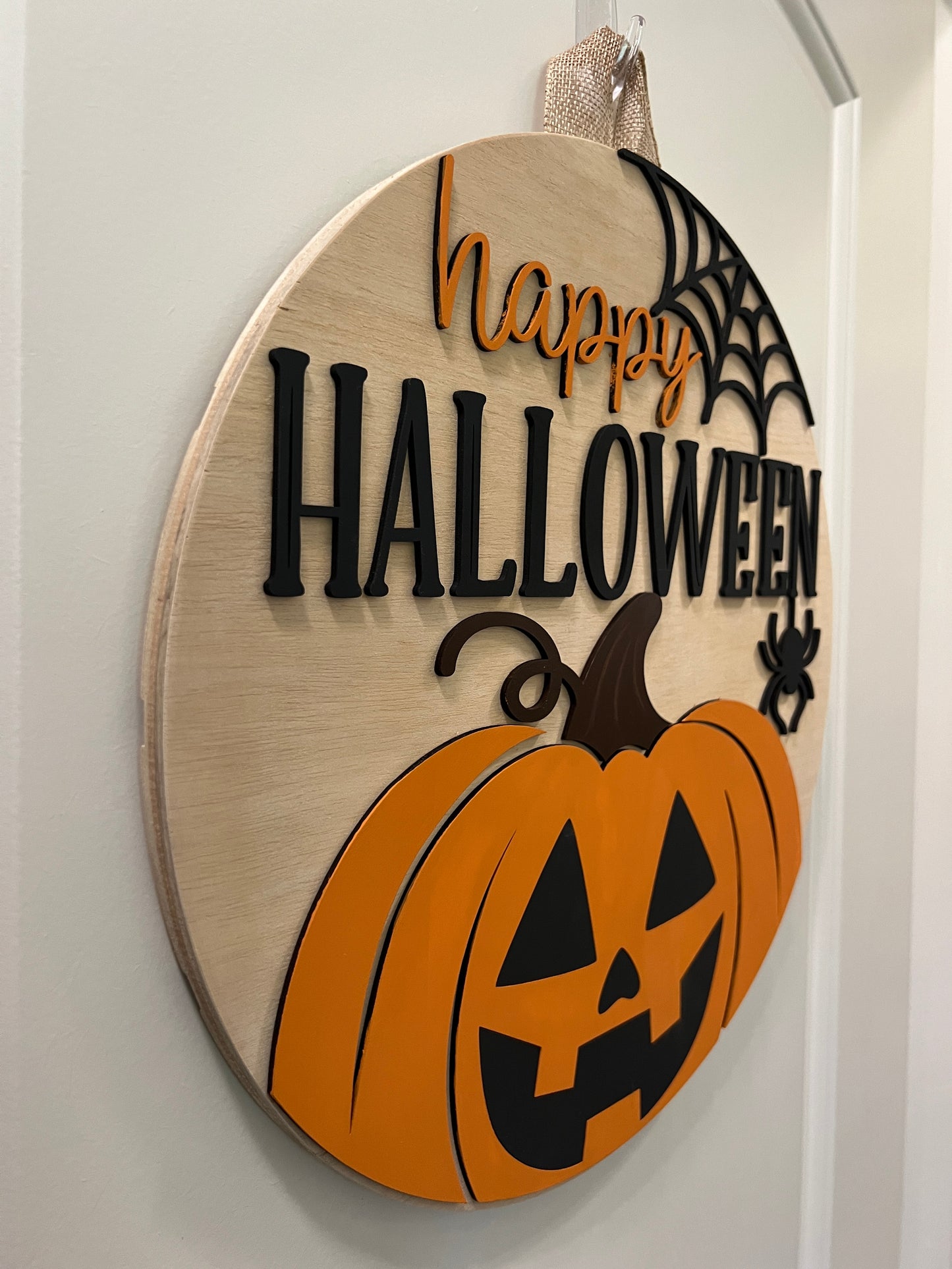 Door Hanger - Happy Halloween (Pumpkin Web)
