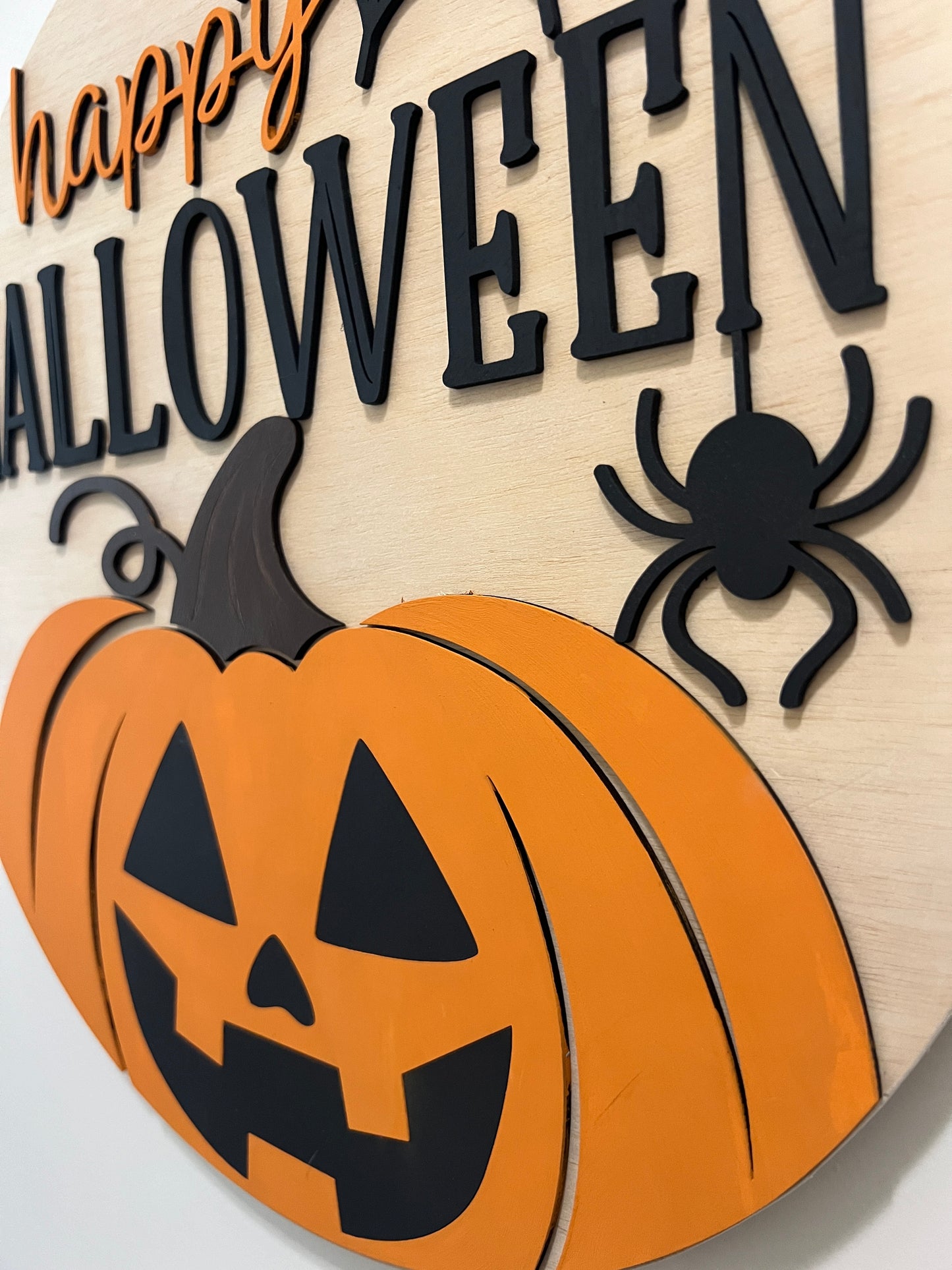 Door Hanger - Happy Halloween (Pumpkin Web)